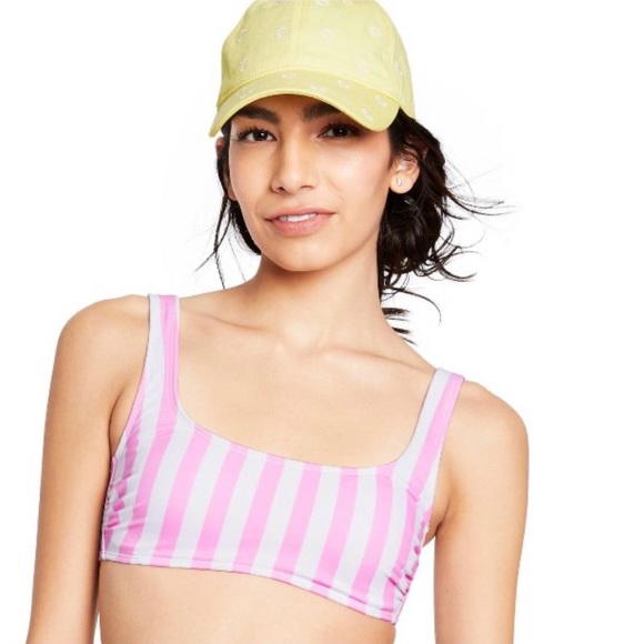 Stoney Clover Lane x Target Women’s XS pink striped bralette bikini top - Picture 3 of 7
